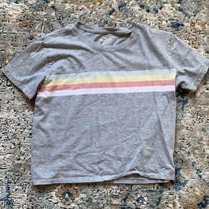 Cropped Multi Color Striped Tee